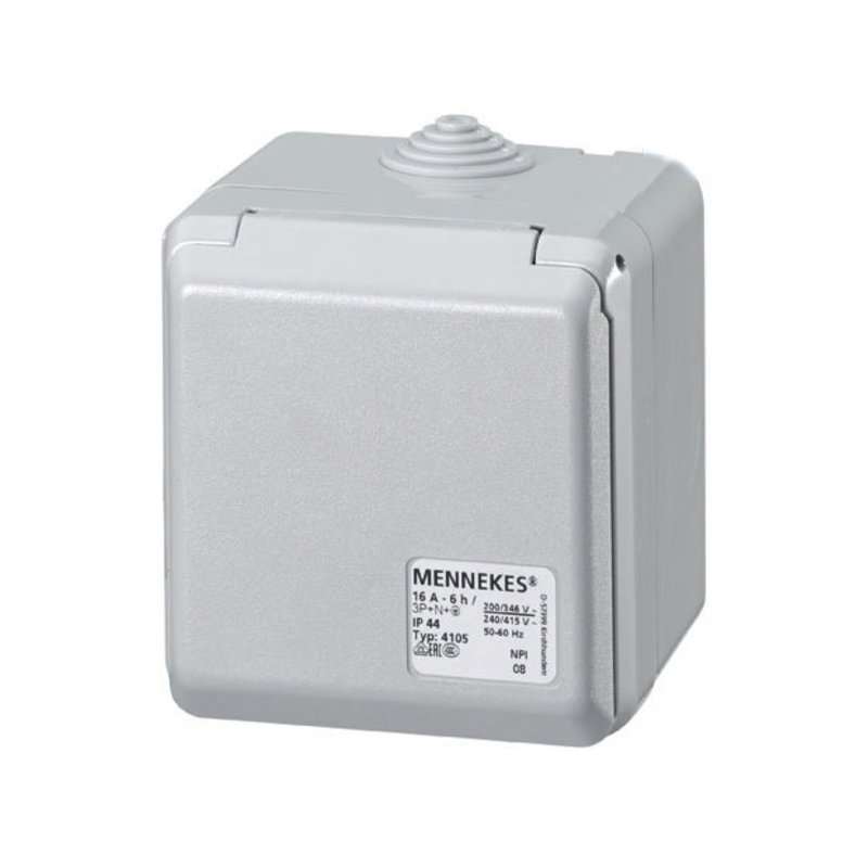 CEE Priză pe tencuiala  5 pini (trifazic)  16A 400V Cepex gri IP44