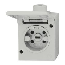 Priză Perilex  PT  16A IP44 3 poli+N+PE cu capac gri deschis