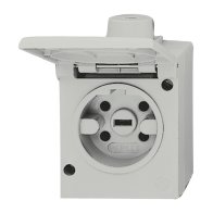 Priză Perilex  PT  16A IP44 3 poli+N+PE cu capac gri deschis