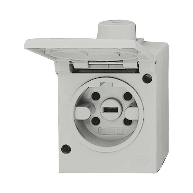 Priză Perilex  PT  16A IP44 3 poli+N+PE cu capac gri deschis