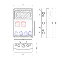 Organizator de Șantier IP65 Contor+ 2x32A/400V +2x16A/400V+ 4x230V  Gata echipat