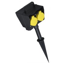 Priză de grădină negru/galben cu capac cu balamale IP44