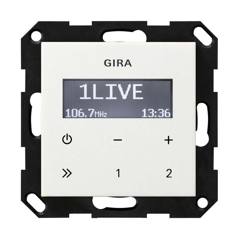 Radio RDS încastrat fără difuzoare GIRA System 55 alb pur lucios