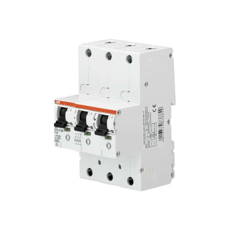 ABB S751/3DR-E 40 Intreruptor disjunctor principal selectiv Car.(curba) E,25kA,40A,3x1P