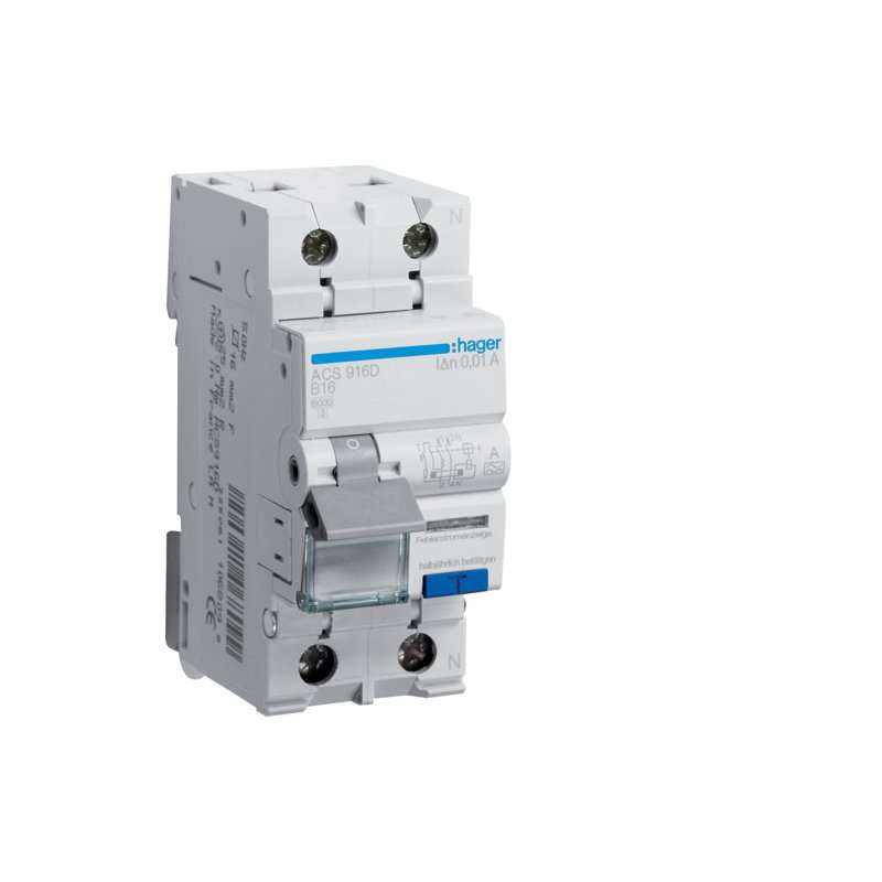 Disjunctor diferential 1P+N 6kA curba B ,16A 10mA Typ A QuickConnect , Hager ACS916D