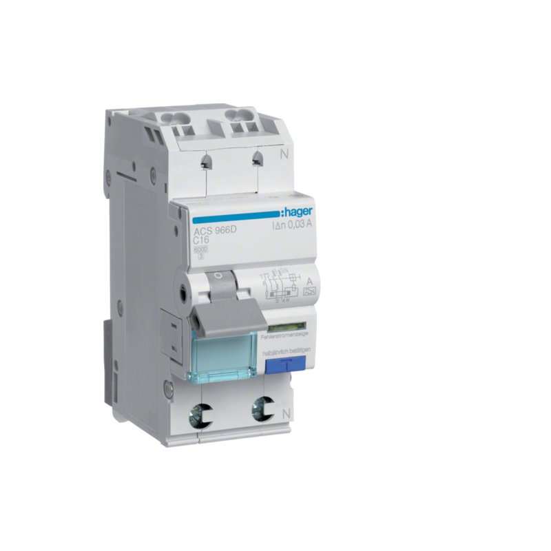 Disjunctor diferential 1P+N 6kA curba C ,16A 10mA Typ A QuickConnect , Hager ACS966D