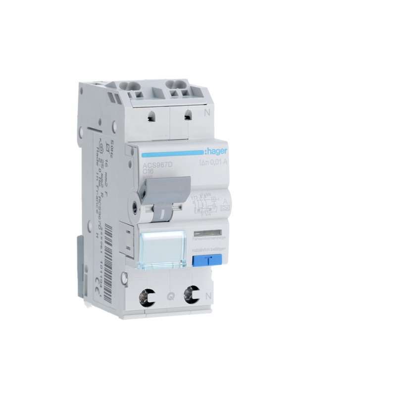Disjunctor diferential 1P+N 127V 6kA curba C ,16A 10mA Typ A QuickConnect , Hager ACS967D