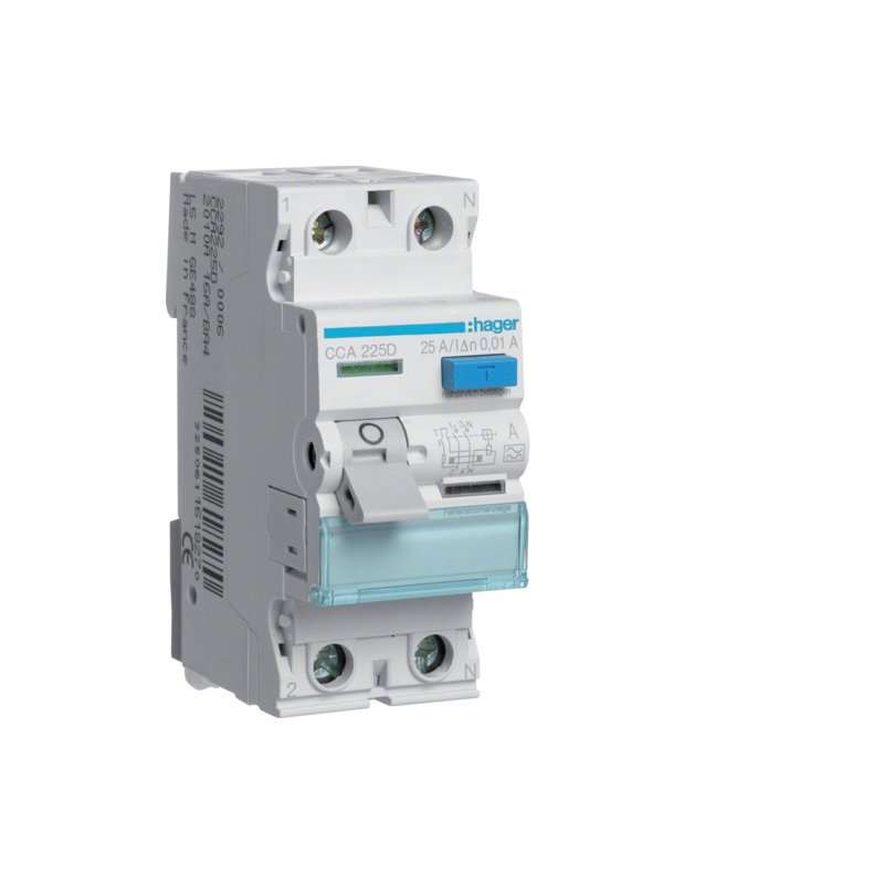 Intreruptor diferential RCCB , 2 poli 6kA 25A 10mA Typ A , Hager CCA225D