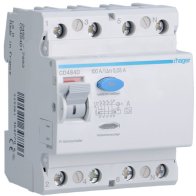 Intreruptor diferential RCCB , 4 poli , 6kA 100A 30mA Typ A , Hager CD484D