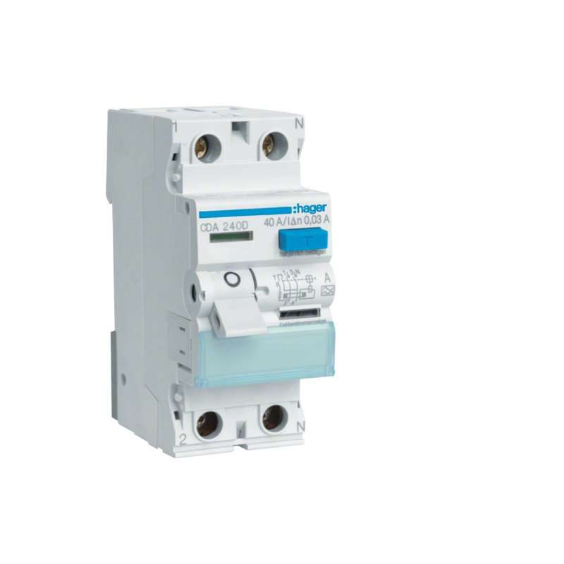 Intreruptor diferential RCCB , 2 poli 6kA 40A 30mA Typ A , Hager CDA240D
