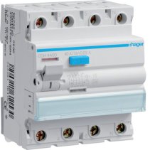 Intreruptor diferential RCCB , 4 poli , 6kA 40A 30mA Typ HI rezistent la imp., Hager CDH440D