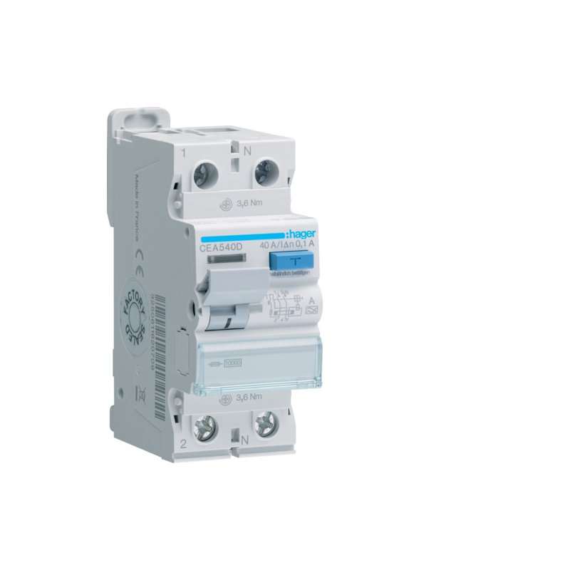 Intreruptor diferential RCCB , 2 poli 10kA 40A 100mA Typ A , Hager CEA540D