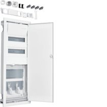 Tablou electric Hager Volta Hybrid pereti falsi (rigips), 24PLE, 2 contra placa, cu priza si usa din otel  , Hager VH602NWH