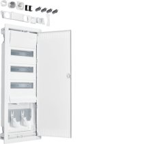 Tablou electric Hager Volta Hybrid pereti falsi (rigips), 36PLE, 1 contra placa, cu priza si usa din otel  , Hager VH603NWH