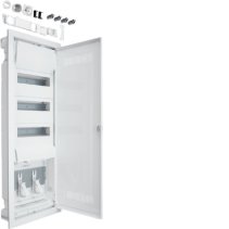 Tablou electric Hager Volta Hybrid pereti falsi (rigips), 36PLE, 1 contra placa, cu priza si usa din plastic  , Hager VH603WWH