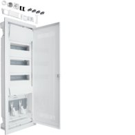 Tablou electric Hager Volta Hybrid pereti falsi (rigips), 36PLE, 1 contra placa, cu priza si usa din plastic  , Hager VH603WWH