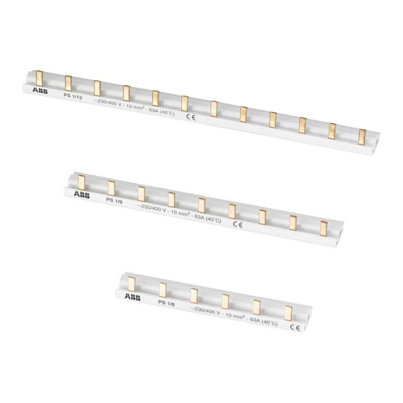 ABB PS1/57NA Șine de faze ,Bus Bar 1 faze,57 de pini,10 mm²,N/albas.,ausbr. de pini