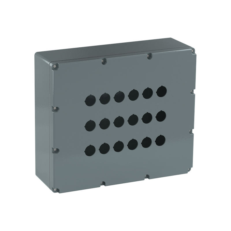ABB 080SP18SF ,Carcasă din metal , 18 Posturi de comandă gri , din aluminiu, IP66, fără perforații