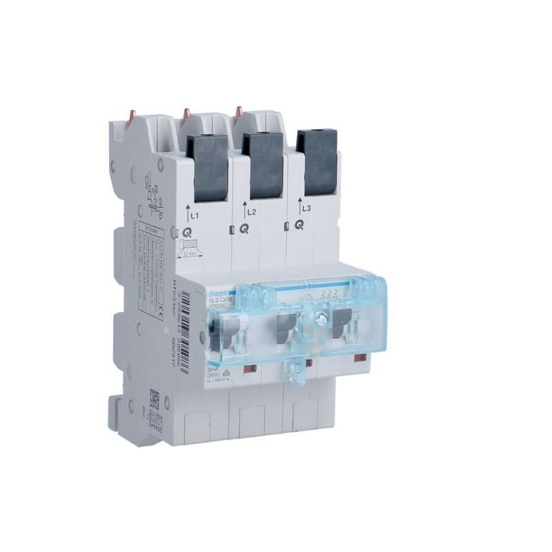 Siguranță automată selectivă, 3 poli Car. (curba) C 16A pt. montaj ras. cupru QuickConnect , Hager HTS316C