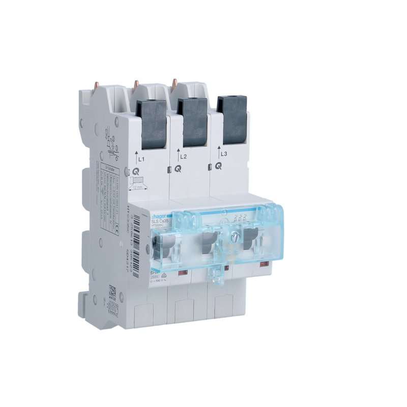 Siguranță automată selectivă, 3 poli Car. (curba) C 35A pt. montaj ras. cupru QuickConnect , Hager HTS335C