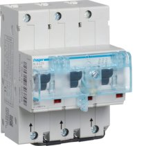 Siguranță automată selectivă, 3 poli Car. (curba) E 25A pt. montaj șină DIN US , Hager HTU325E