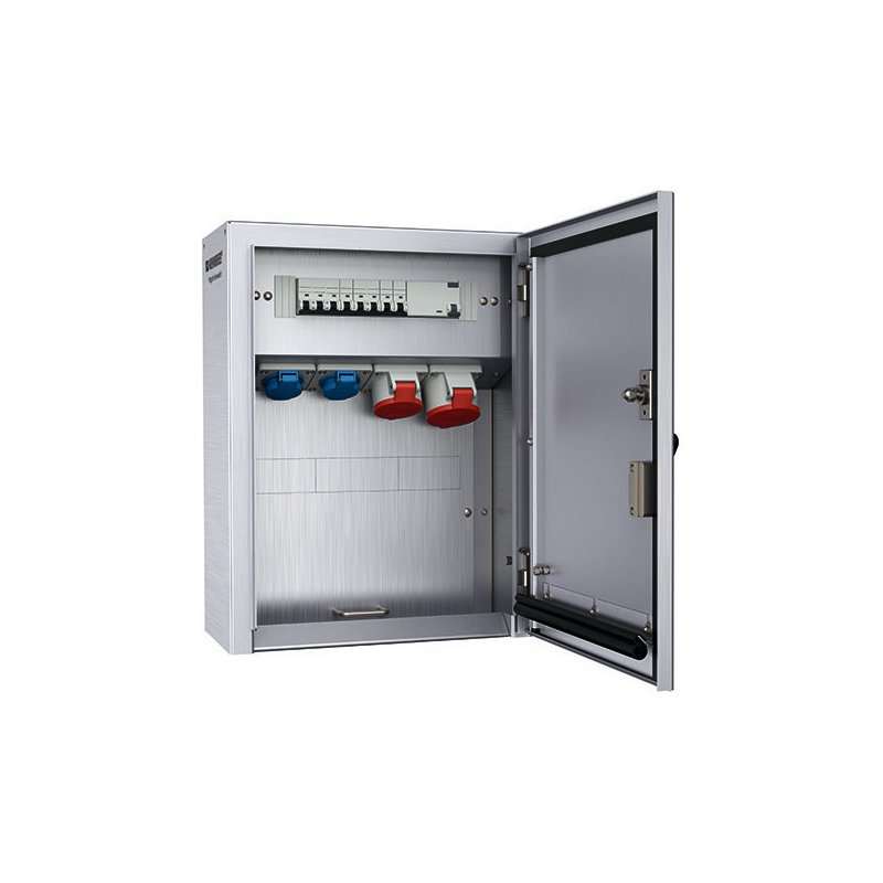 Tablou electric aparent din inox cu prize CEE si SH. + protecții MENNEKES  83744 IP44 - HHCP