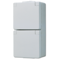 Jung 622W ,Priză dublă schuko® IP44 pentru pozare aparenta cal. industrială 16 A/250 V ~