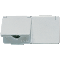 Jung 622WW ,Priză dublă schuko® IP44 pentru pozare aparenta cal. industrială 16 A/250 V ~