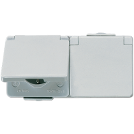 Jung 622WW ,Priză dublă schuko® IP44 pentru pozare aparenta cal. industrială 16 A/250 V ~