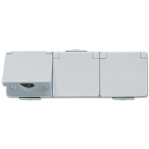 Jung 623W ,Priză triplă schuko® IP44 pentru pozare aparenta cal. industrială 16 A/250 V ~