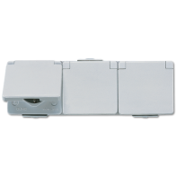 Jung 623W ,Priză triplă schuko® IP44 pentru pozare aparenta cal. industrială 16 A/250 V ~