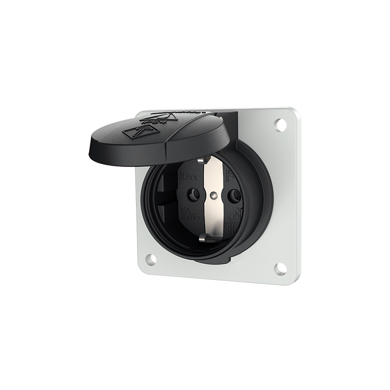 Mennekes 11312F ,Priză SCHUKO neagră , 16A 2 poli +E 230V , IP54