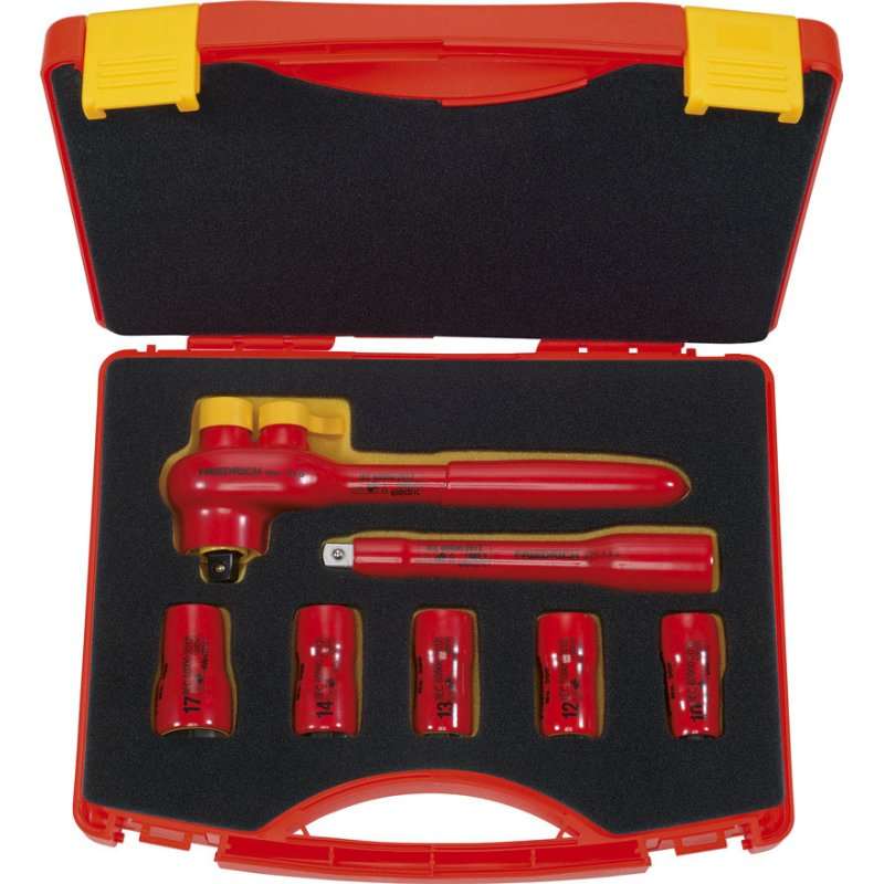 Set clichete VDE, sortiment 3/8", 7 bucati, izolat  1000 V