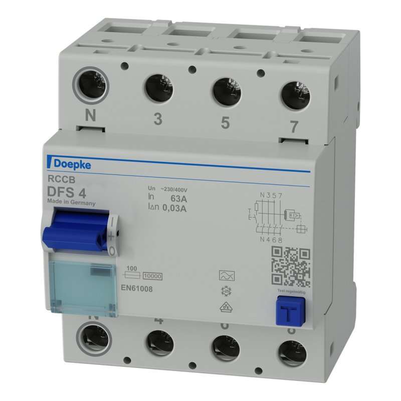 Int. Diferențial  (RCCB) Doepke  63A tip A 4 poli 30mA 400V