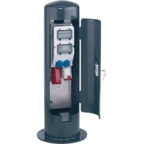 Coloana de energie bolard din din metal cu prize CEE 16/32A 400V Schuko 2x230V  RCBO