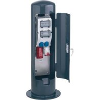 Coloana de energie bolard din din metal cu prize CEE 16/32A 400V Schuko 2x230V  RCBO