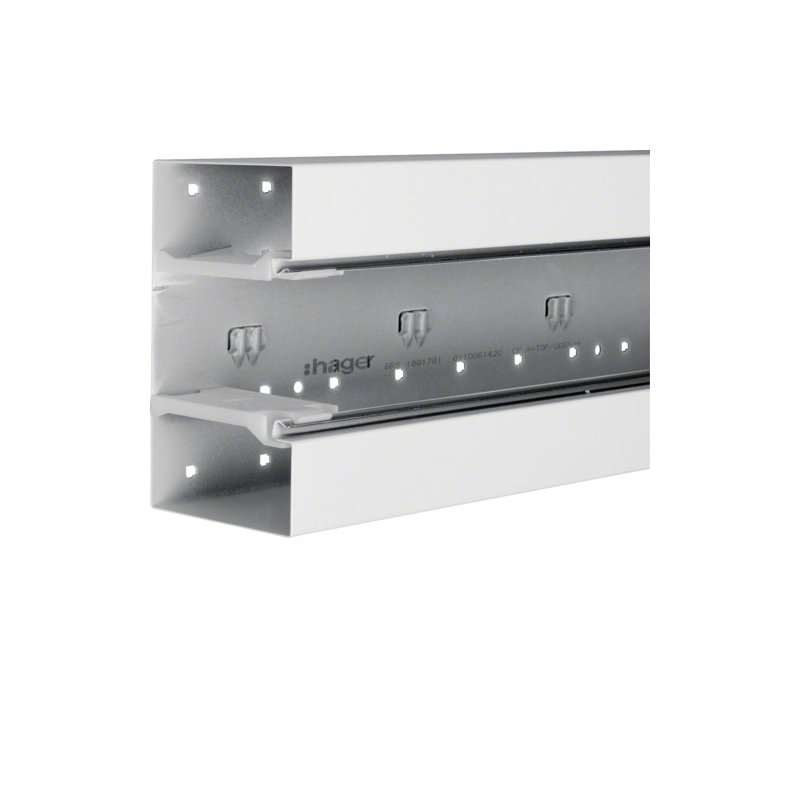 Bază-Canal aparataj Ignifug pr. față la BRS 100x170mm Capac 80mm oțel alb uz. , Hager BRS10017019016