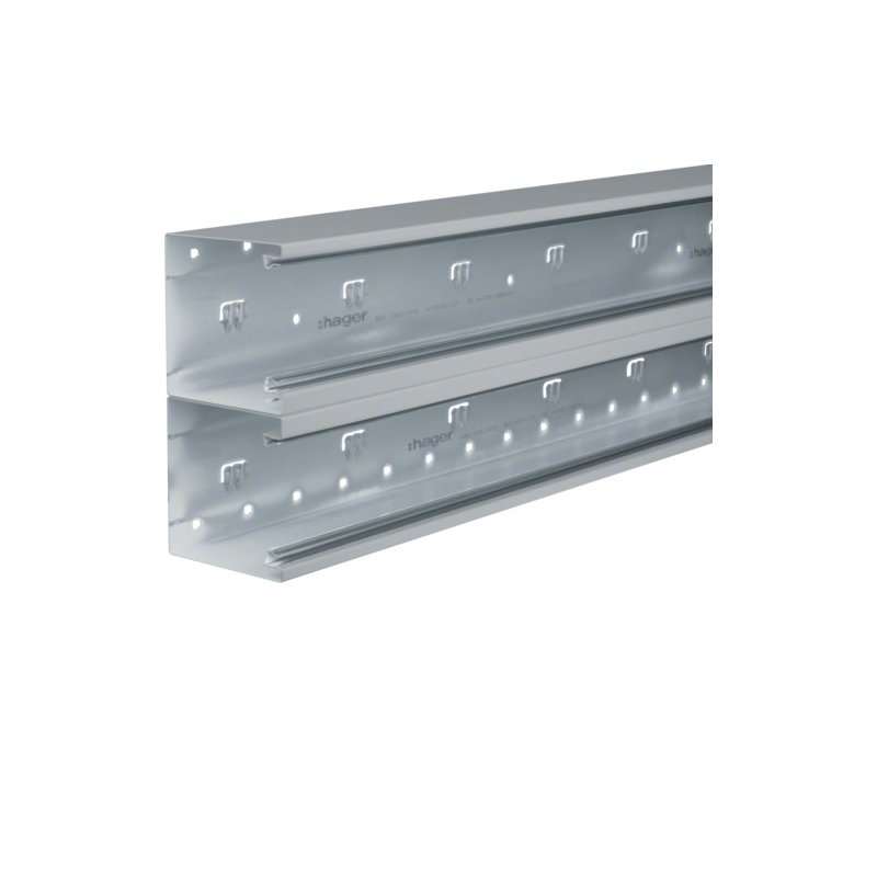 Bază-Canal aparataj Ignifug BRS 100x210mm Capac 2x80mm din tablă de oțel zincat , Hager BRS1002101DVERZ