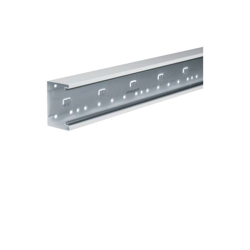 Bază-Canal aparataj Ignifug pr. față Oțel BRS 70x100mm Capac 80mm alb , Hager BRS6510019010