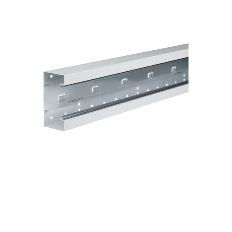Bază-Canal aparataj Ignifug pr. față Oțel BRS 70x130mm Capac 80mm alb , Hager BRS6513019010