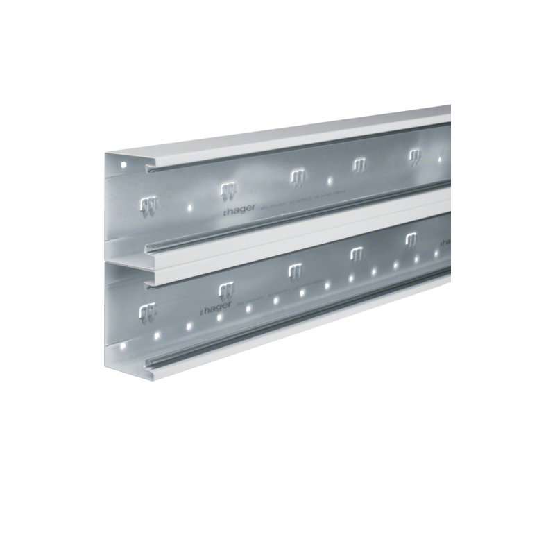 Bază-Canal aparataj Ignifug din Oțel la BRS 70x210mm Capac 2x80mm alb , Hager BRS652101D9010