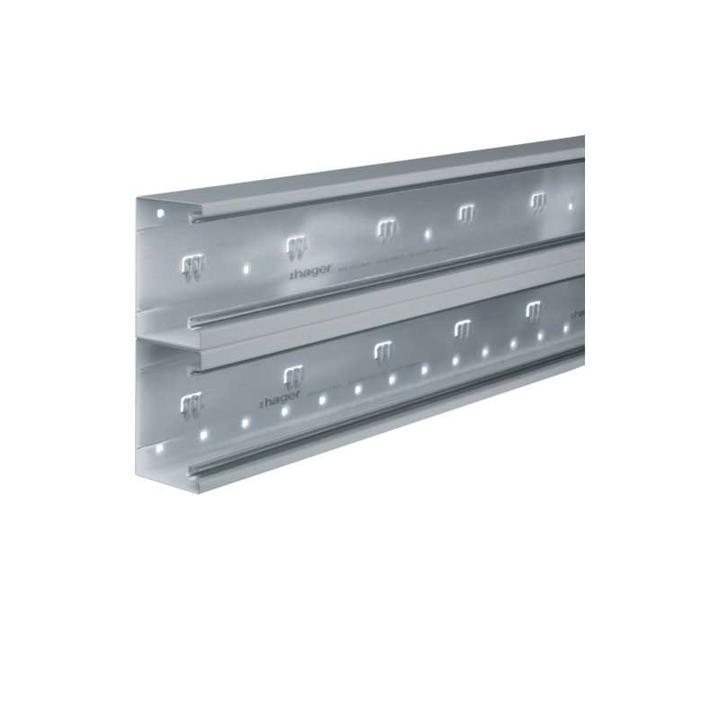 Bază-Canal aparataj Ignifug din Oțel la BRS 70x210mm Capac 2x80mm zincat , Hager BRS652101DVERZ