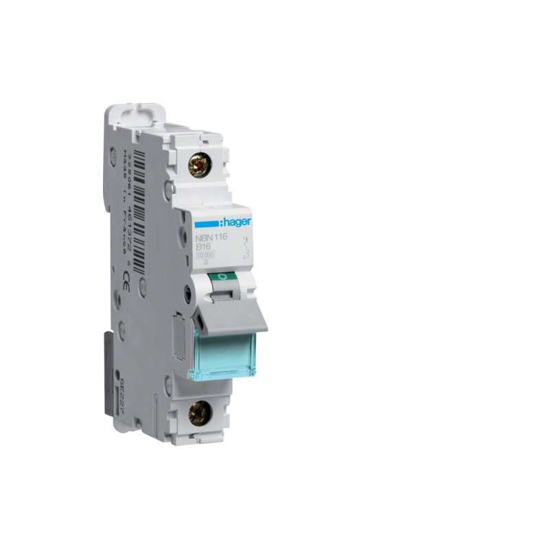 Siguranță automată magneto-termică 1 pol 10kA/15kA curba B ,16A 1M , Hager NBN116