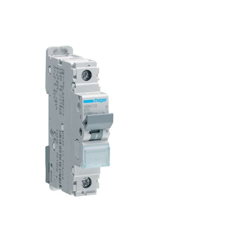 Siguranță automată magneto-termică 1 pol 10kA/15kA curba B ,32A 1M , Hager NBN132