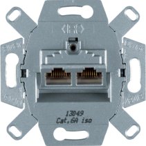 Priză de date pt. 2 x  Cat.6A-porturi 8/8 pol ecranate,Hager G3140