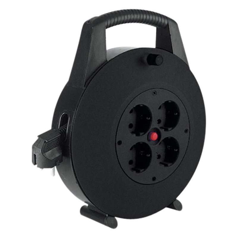 Cutie de cablu cu protecție termică neagră, 4 prize, 10m H05VV-F 3G1.5mm² negru