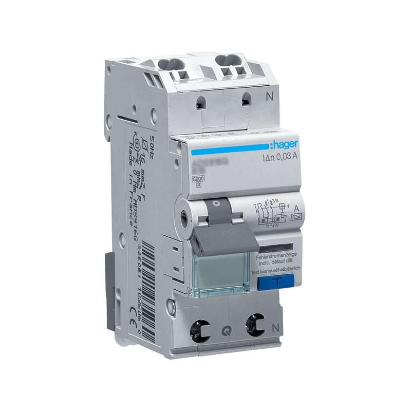Hager QuickConnect  întreruptor diferențial RCBO  6kA   16A B 30mA