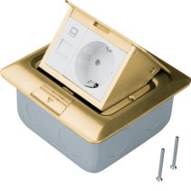 Priză de podea pătrată din placă turnată din bronz cu priză rastec 45 u. RJ45 , Hager BSQRJ45R45B