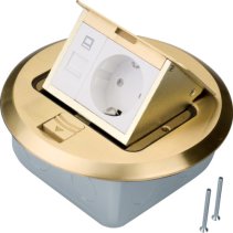 Priză de podea rotundă din placă turnată din bronz cu priză rastec 45 u. RJ46 , Hager BSRRJ45R45B