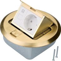 Priză de podea rotundă din placă turnată din bronz cu priză rastec 45 u. RJ46 , Hager BSRRJ45R45B